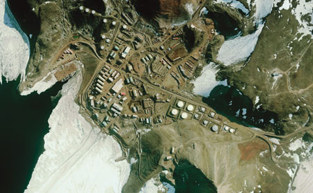 The United States McMurdo Station at Antarctica. Image from the USGS. 